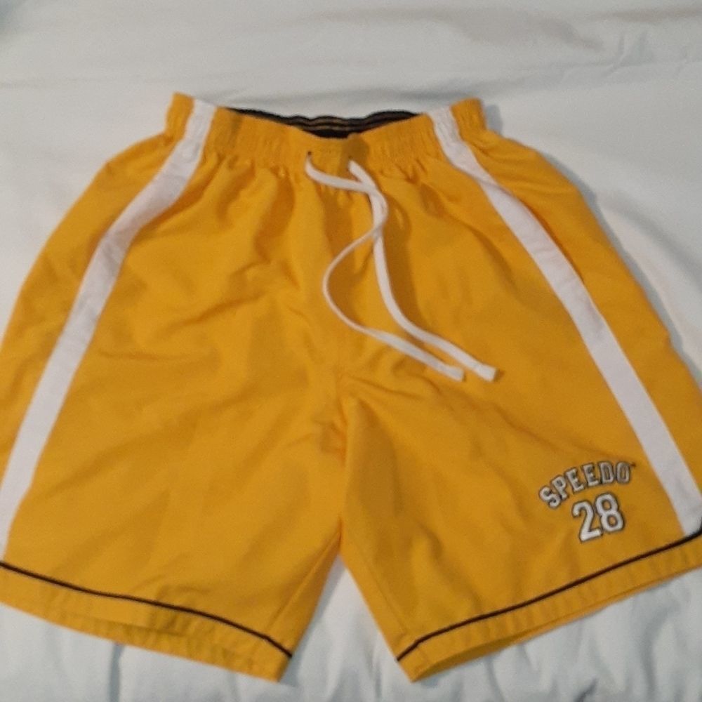 Speedo Lined Swim Trunks‎ Shorts Yellow & White Med